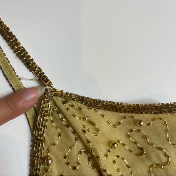 HOST PICK 🌟 Vintage 1960s Laurence Kazar Yellow Silk Beaded Floor-Length Gown 🌟 - Picture 10 of 16